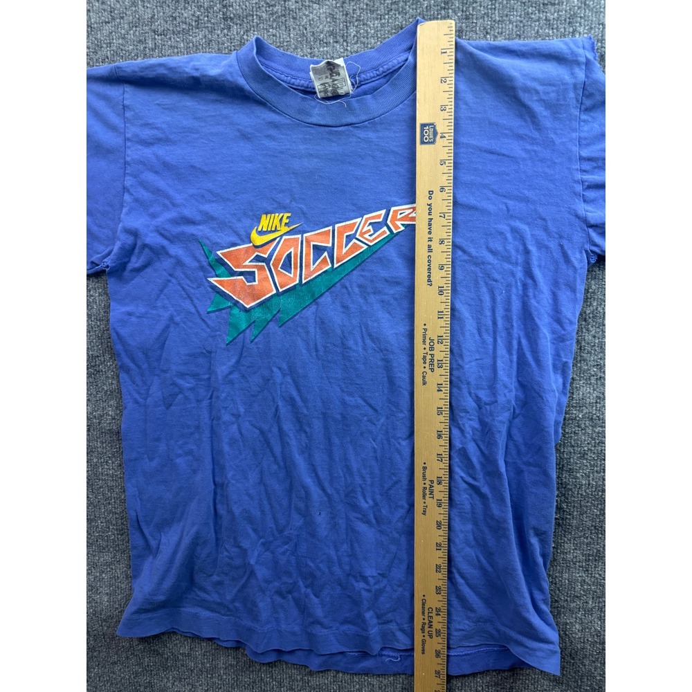 Nike Soccer T-Shirt Mens XL Blue Vintage 90s Made in USA Distressed Graphic - Picture 7 of 9